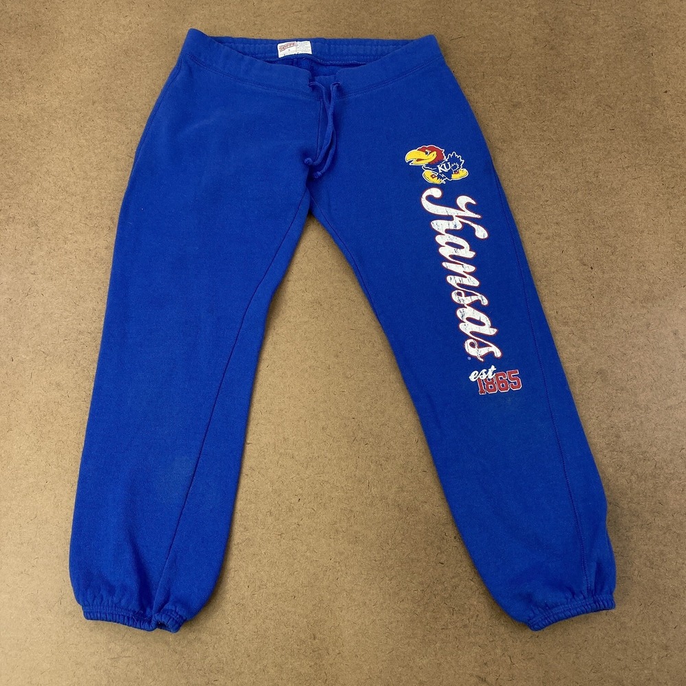 Soffe Juniors Size Small Kansas Jayhawks Blue Low Rise Cropped Sweatpants